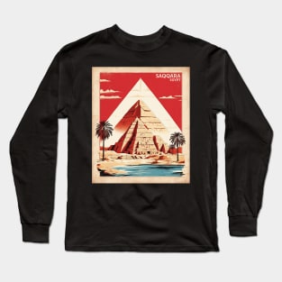 Saqqara Egypt Desert Vintage Poster Tourism Long Sleeve T-Shirt